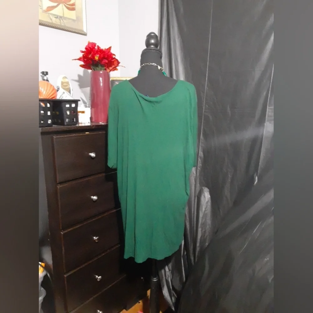 Ava & Viv Women's Top Green Short Sleeve Open Showstring Neckline Size 4X - Picture 6 of 8